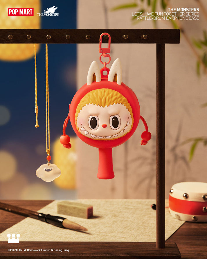 THE MONSTERS Let's Have Fun Together Series-Rattle-Drum Earphone Bag - Túi Đựng Tai Nghe Labubu Pop Mart - Hình ảnh sản phẩm