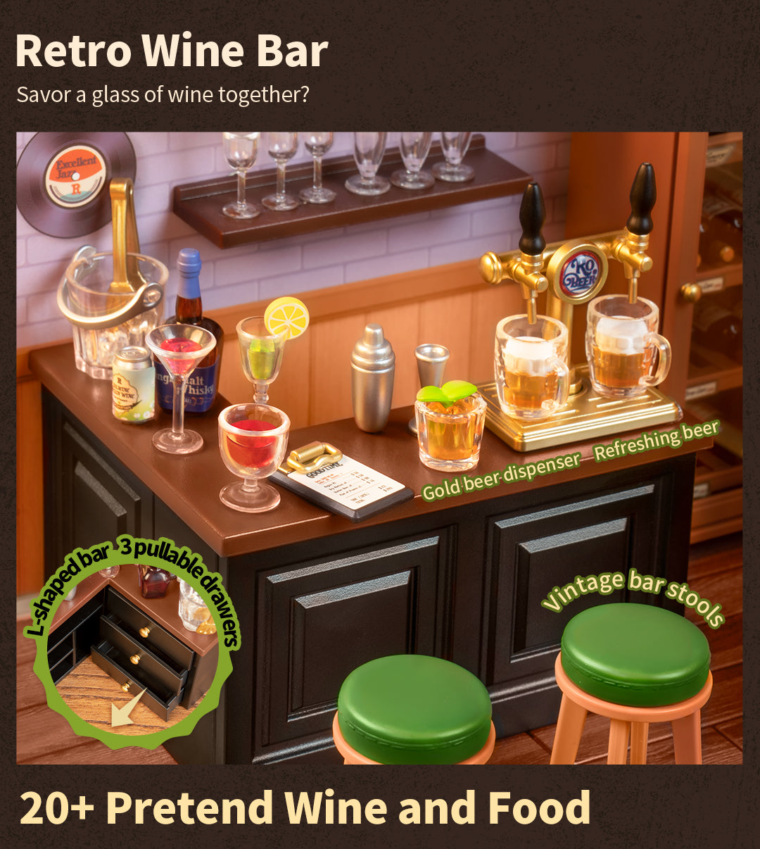 Rolife Super Creator Leisurely Cheers Bar Miniature House (DW012) - Mô hình quán bar nhựa lắp ráp - Rolife
