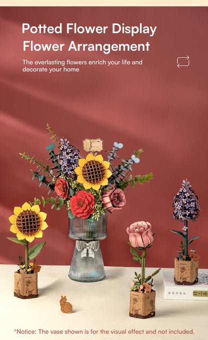 Rowood Wooden Flower Bouquet Set - Bộ lắp ráp bó hoa gỗ 3D - Rolife TW01H