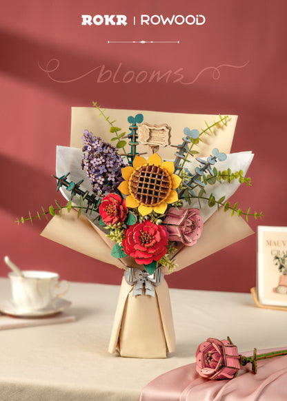Rowood DIY Wooden Flower Red Rose TW042 - Mô hình lắp ráp hoa hồng gỗ 3D - Rolife