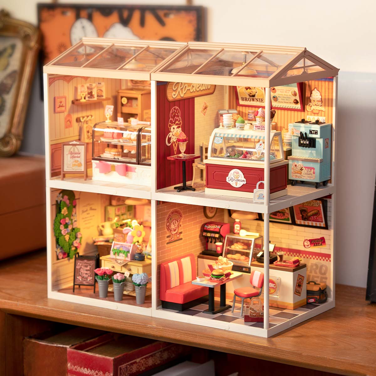 Rolife Super Creator Miniature House 4 in 1 Four Grid - Bộ mô hình nhà búp bê DIY 4 trong 1 - Rolife