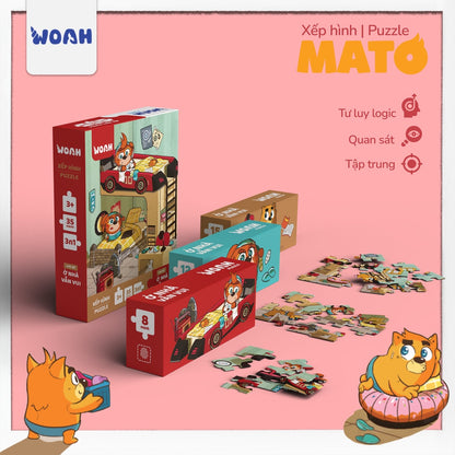 Xếp Hình Puzzle Mato Nhiều Cấp Độ - Đồ Chơi Trí Tuệ Lớp Học Mật Ngữ - Board Game VN