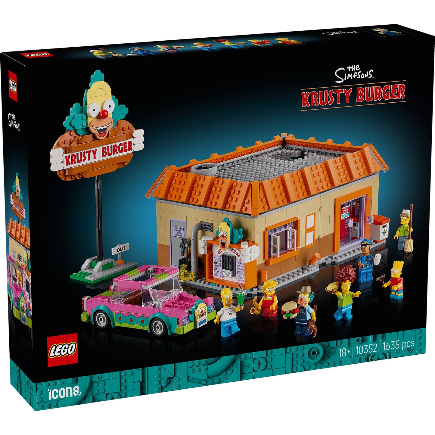 LEGO® ICONS™ The Simpsons™: Krusty Burger - Mô hình lắp ráp nhà hàng Springfield (10352) - Hình ảnh sản phẩm