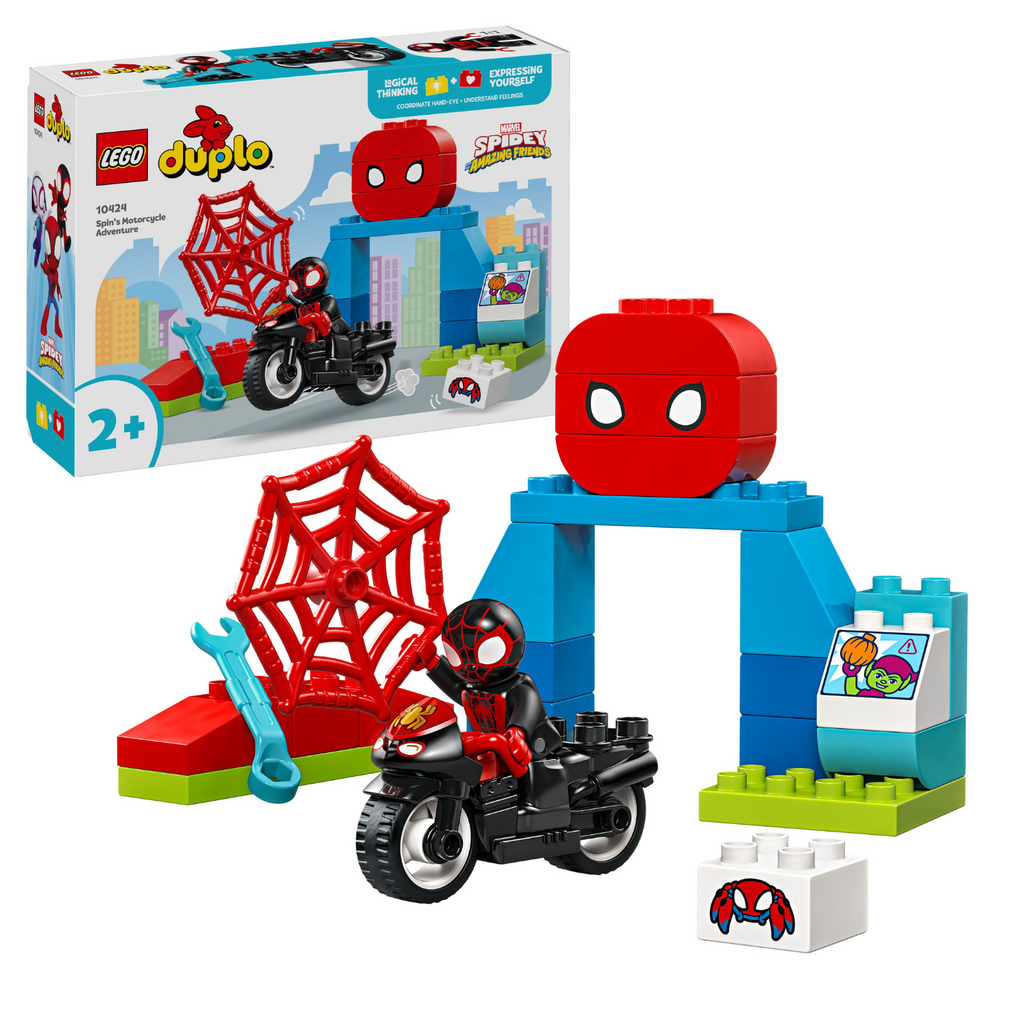 LEGO® DUPLO® Marvel Spin's Motorcycle Adventure - Đồ chơi lắp ráp xe máy Spin và mô hình siêu anh hùng LEGO 10424 LEGO - ảnh 