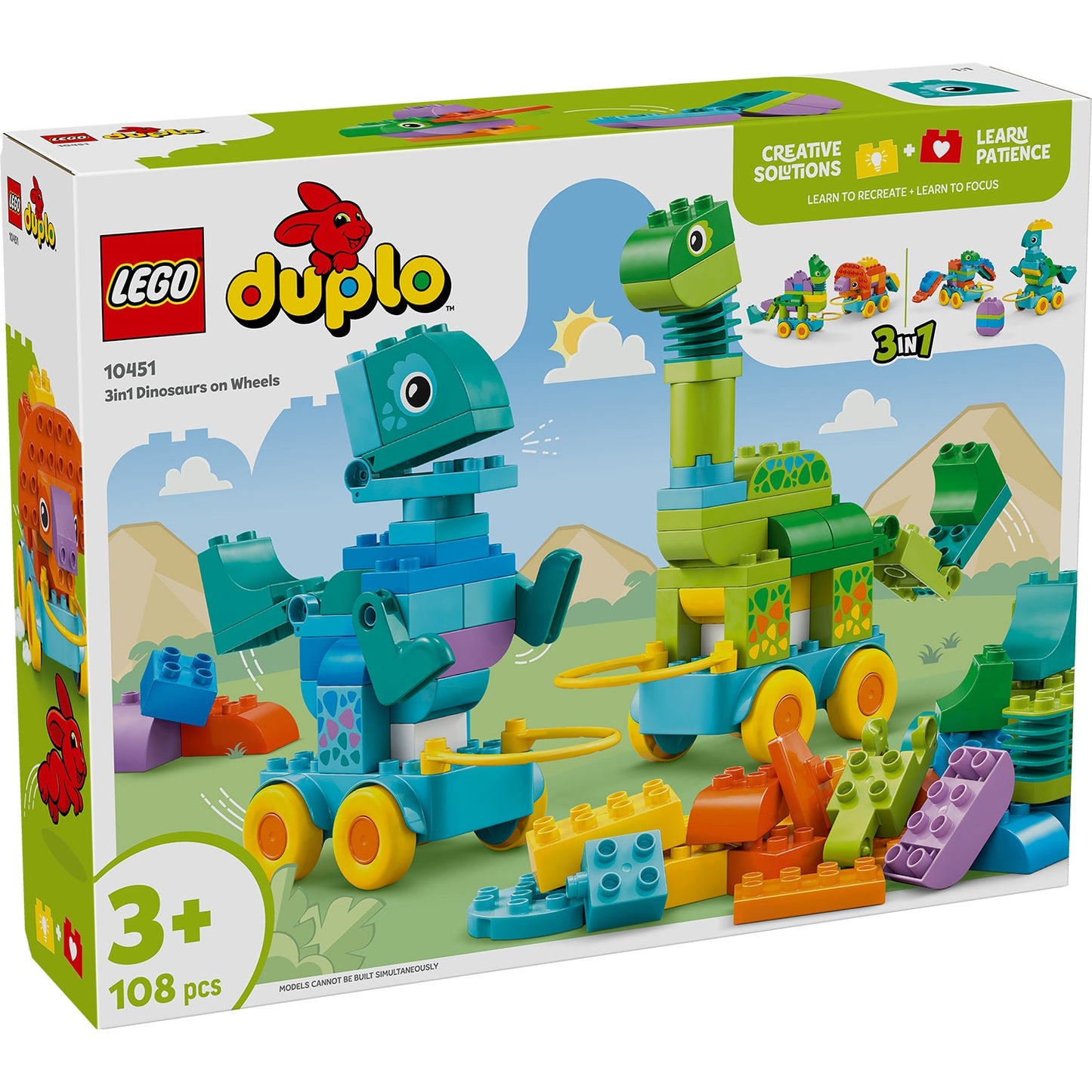 LEGO® DUPLO® 3in1 Dinosaurs on Wheels - Bộ Đồ Chơi Khủng Long 3 Trong 1 - LEGO 10451 - Hình ảnh sản phẩm