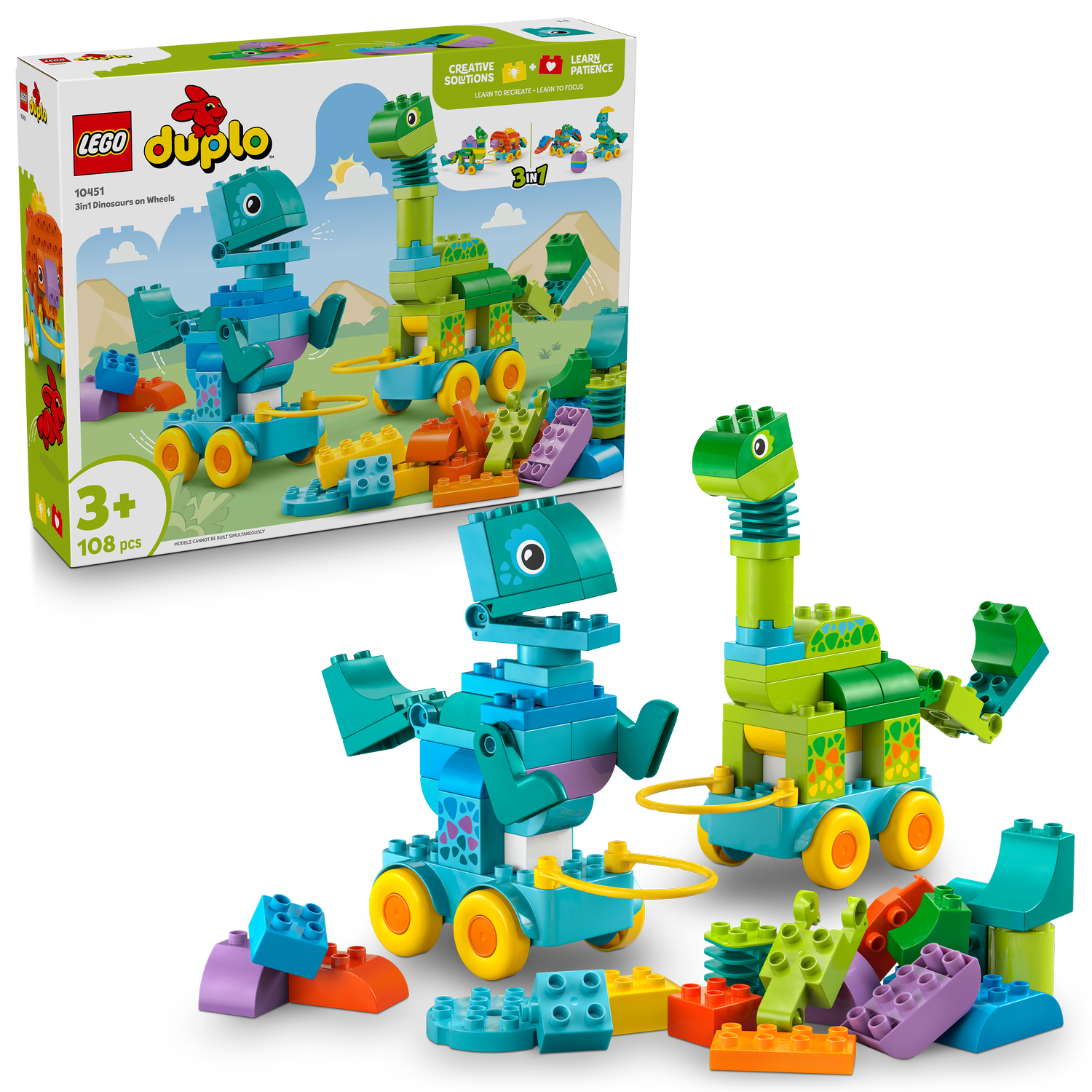 LEGO® DUPLO® 3in1 Dinosaurs on Wheels - Bộ Đồ Chơi Khủng Long 3 Trong 1 - LEGO 10451 LEGO - ảnh 2 - Building Toy