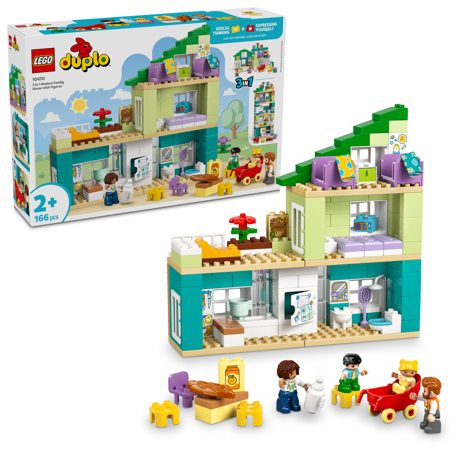 LEGO® DUPLO® Town 3-in-1 Modern Family House with Figures - Đồ chơi lắp ráp nhà búp bê 3 trong 1 LEGO 10470