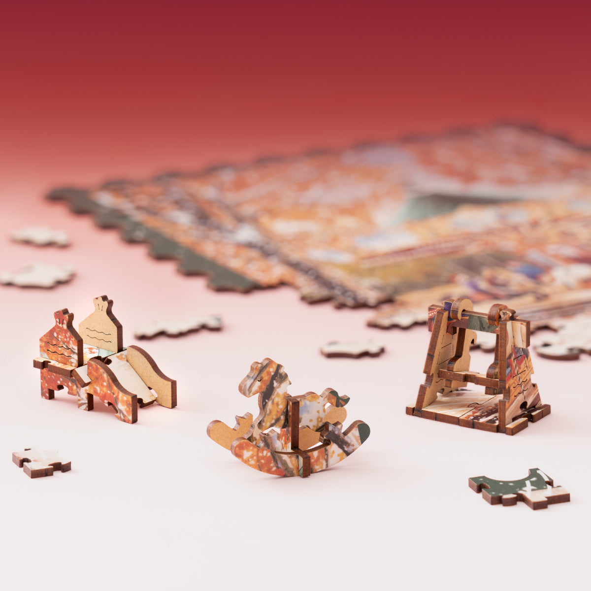 Rowood Golden Autumn Carousel Wooden Jigsaw Puzzle TA008 - Mô hình lắp ráp gỗ 3D Vòng quay ngựa gỗ - Rolife