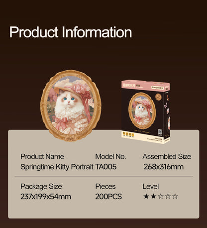 Rowood Springtime Kitty Portrait Wooden Jigsaw Puzzle - Tranh ghép gỗ 3D - Rolife