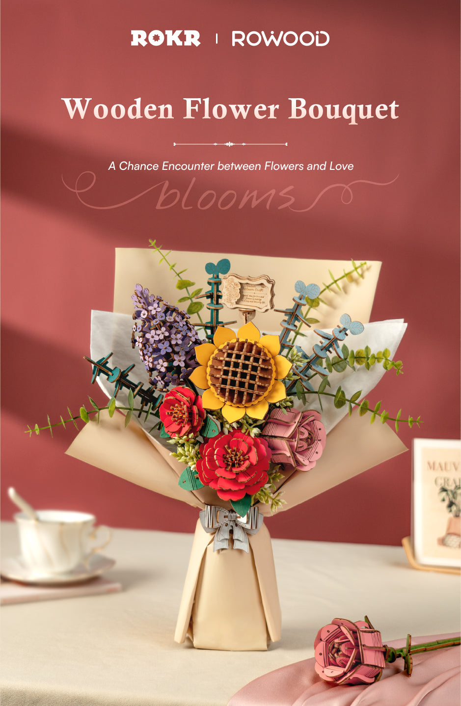 Rowood Wooden Flower Bouquet Set - Bộ lắp ráp bó hoa gỗ 3D - Rolife TW01H