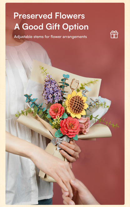 Rowood Wooden Flower Bouquet Set - Bộ lắp ráp bó hoa gỗ 3D - Rolife TW01H