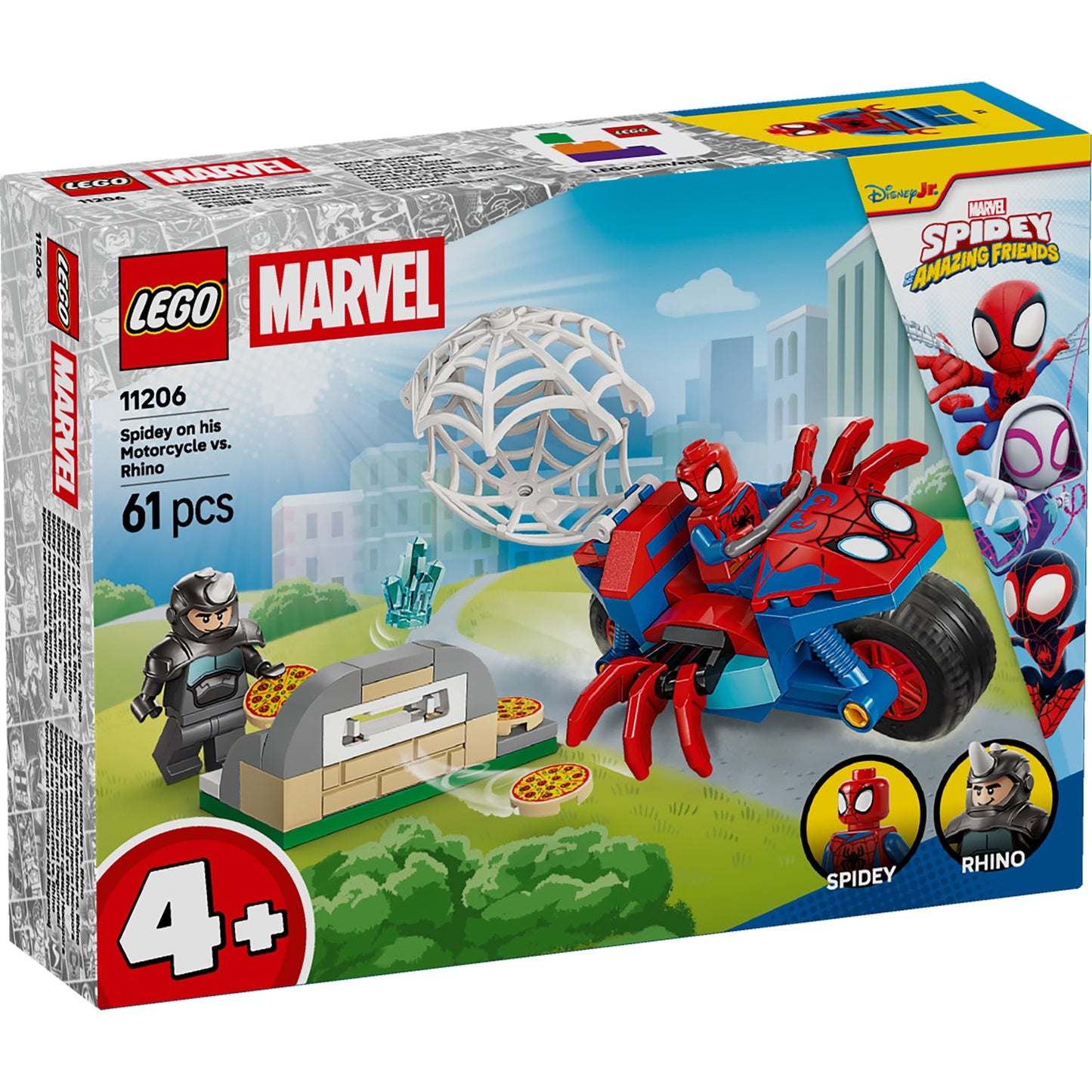 LEGO® Marvel Spidey And His Amazing Friends Spidey on his Motorcycle vs. Rhino - Đồ chơi lắp ráp Xe Mô Tô Nhện 11206 - Hình ảnh sản phẩm