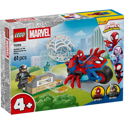 LEGO® Marvel Spidey And His Amazing Friends Spidey on his Motorcycle vs. Rhino - Đồ chơi lắp ráp Xe Mô Tô Nhện 11206 - Hình ảnh sản phẩm