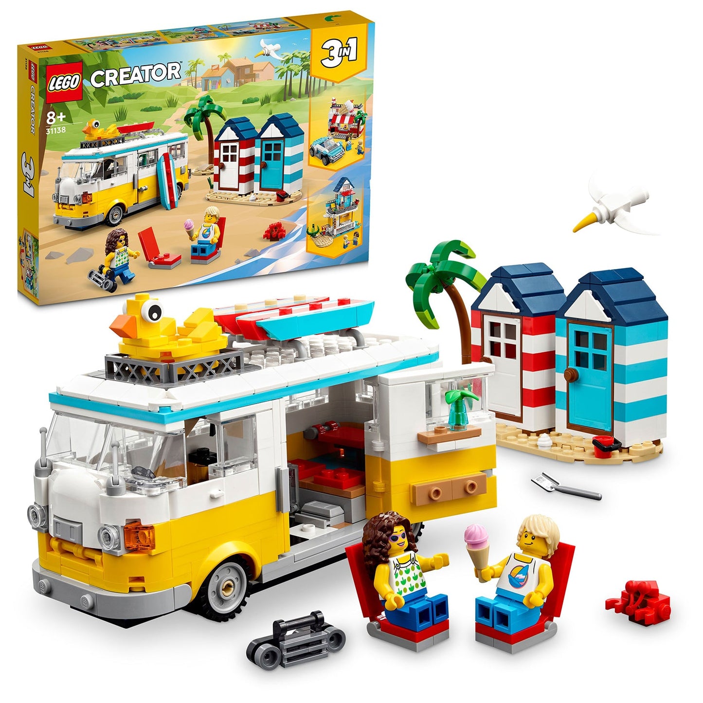 LEGO® Creator 3-in-1 Beach Camper Van - Xe Cắm Trại Bãi Biển Lắp Ráp 3 Trong 1 - LEGO 31138