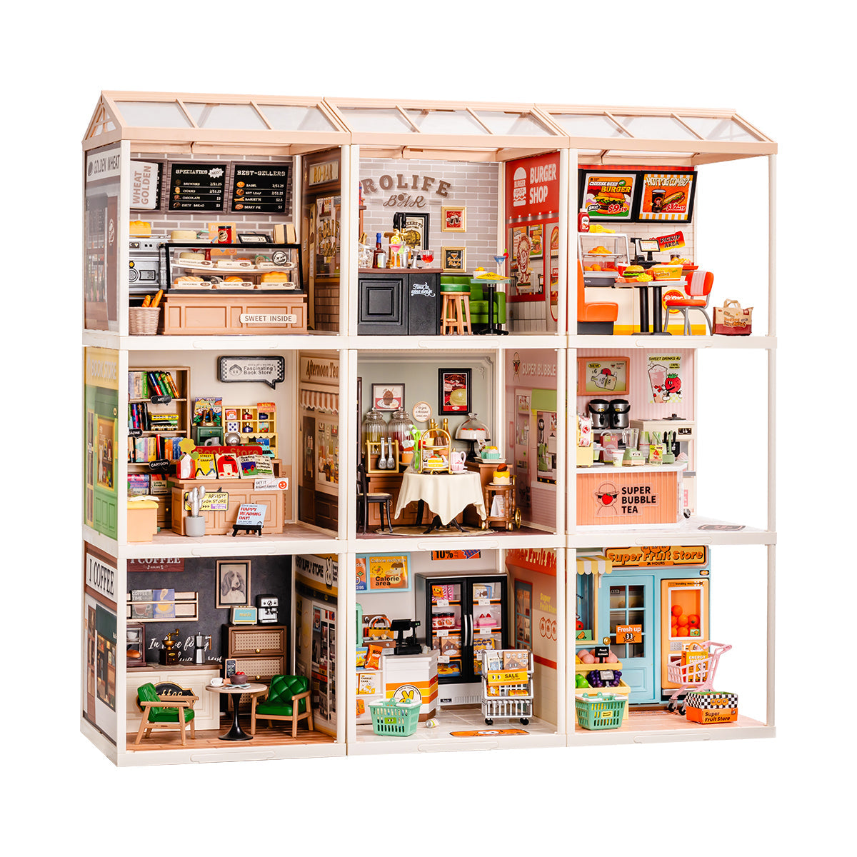 Rolife Super Creator Plastic Diy Mini House 9 in 1 Nine Grid - Mô hình nhà búp bê tí hon 9 trong 1 - Rolife