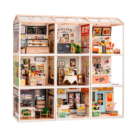 Rolife Super Creator Plastic Diy Mini House 9 in 1 Nine Grid - Mô hình nhà búp bê tí hon 9 trong 1 - Rolife