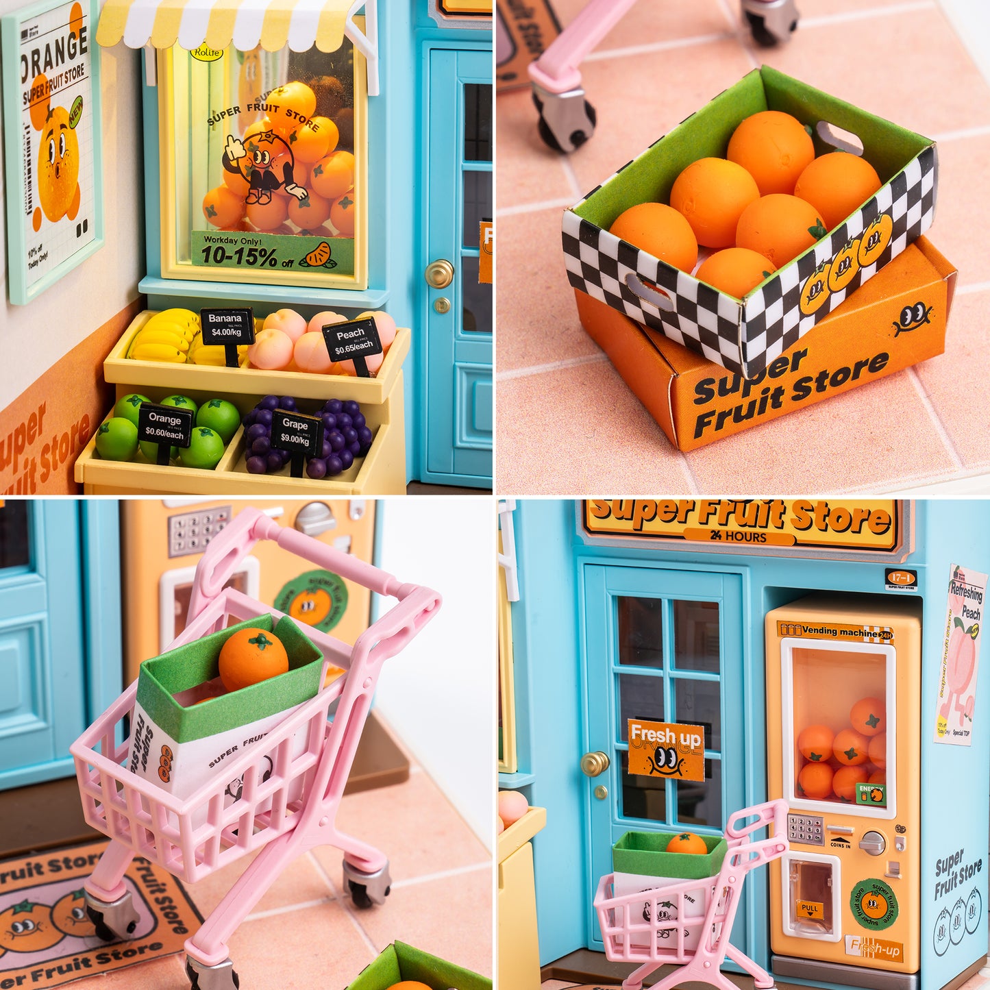 Rolife Super Fruit Store Super Creator Miniature House DW003 - Mô hình nhà búp bê mini nhựa lắp ráp DIY - Rolife