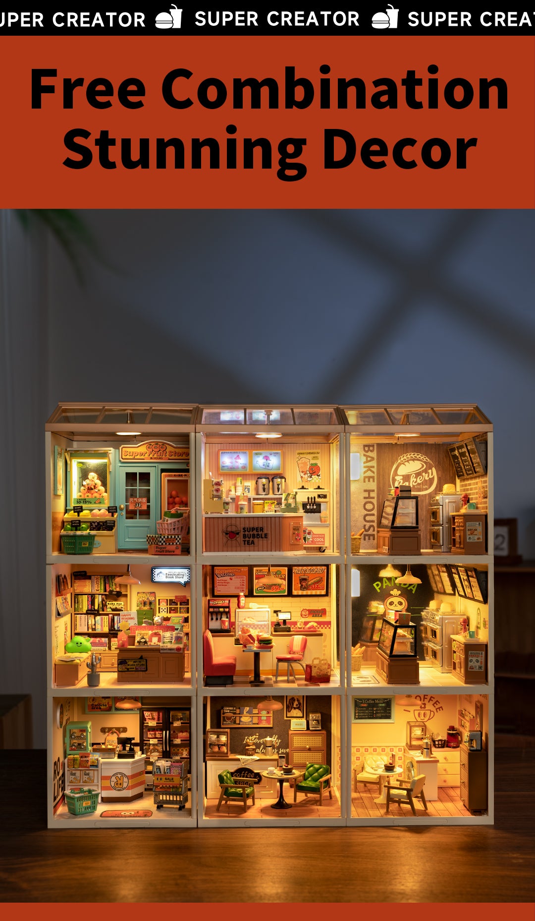 Rolife Yum Yum Burgers DW010 - Nhà mô hình nhựa lắp ráp mini - Rolife Super Creator