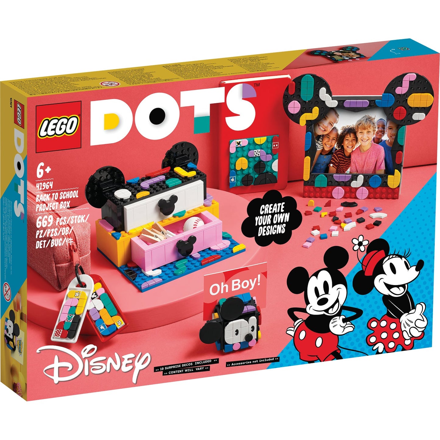 LEGO® DOTS™ Disney™ Mickey Mouse & Minnie Mouse Back-to-School Project Box - Bộ Dụng Cụ Học Tập Sáng Tạo LEGO 41964 - Hình ảnh sản phẩm