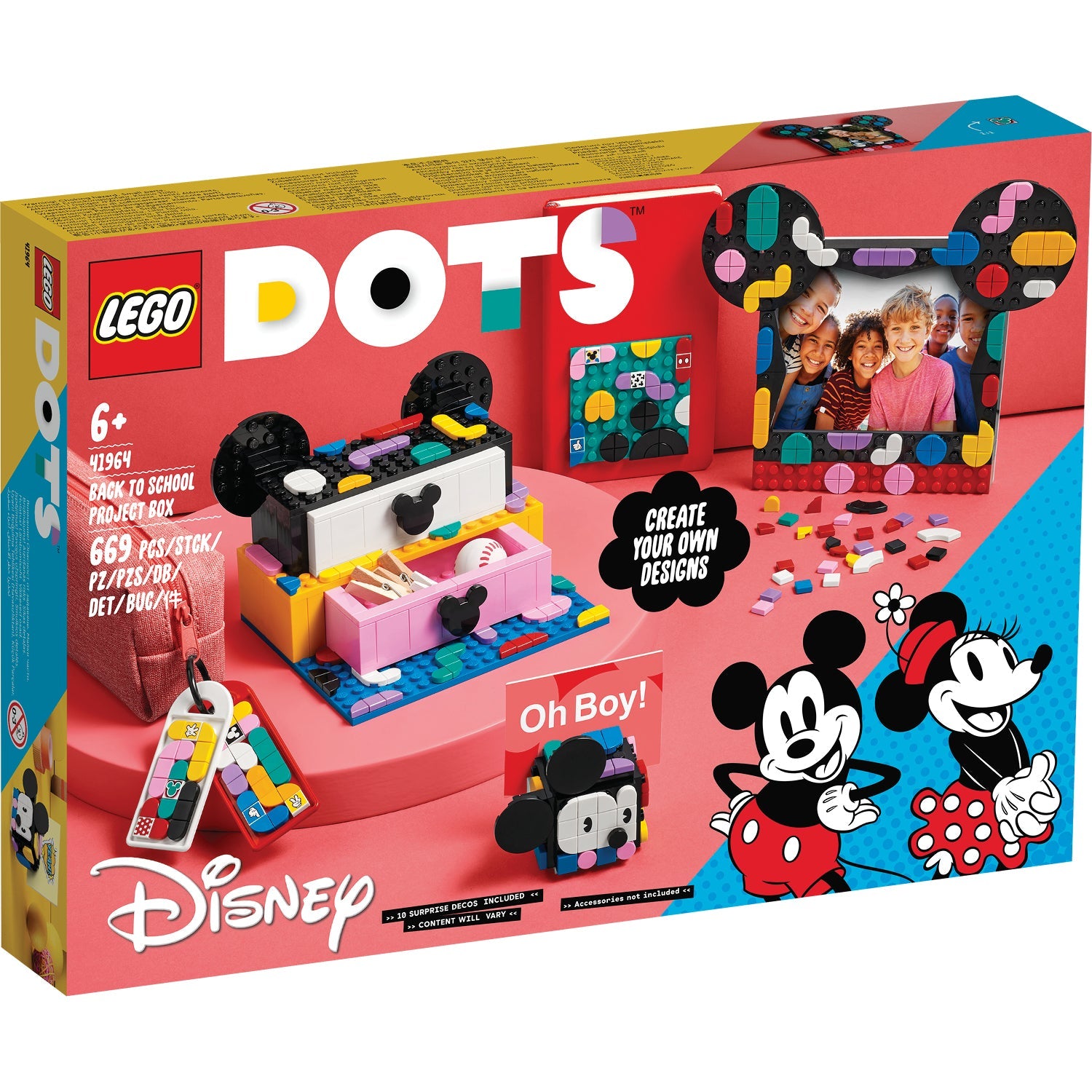LEGO® DOTS™ Disney™ Mickey Mouse & Minnie Mouse Back-to-School Project Box - Bộ Dụng Cụ Học Tập Sáng Tạo LEGO 41964 - Hình ảnh sản phẩm