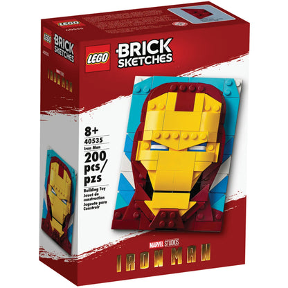LEGO® Brick Sketches™ Iron Man (40535) - Mô hình tranh lắp ráp 3D Marvel - Hình ảnh sản phẩm