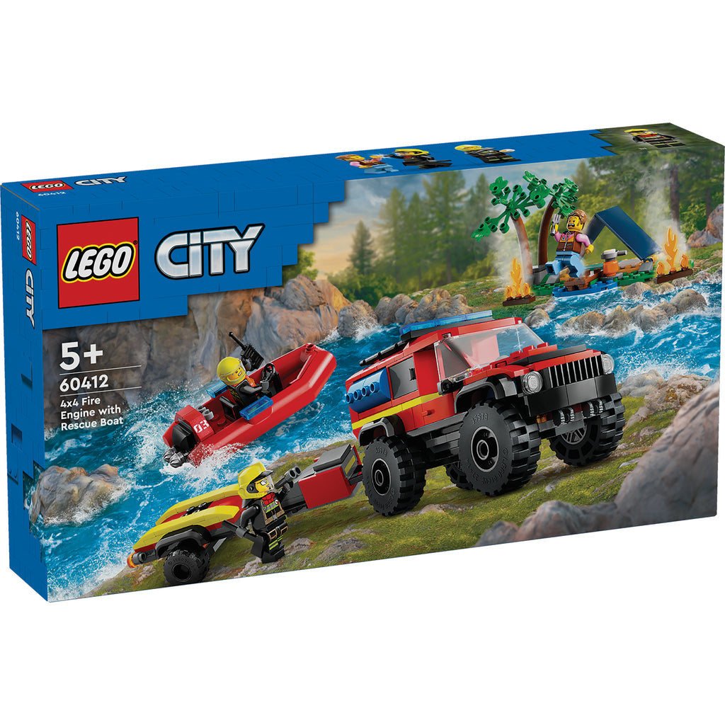 LEGO® City 4x4 Fire Truck with Rescue Boat - Đồ chơi lắp ráp Xe Cứu Hỏa & Thuyền Cứu Hộ - LEGO 60412 - Hình ảnh sản phẩm
