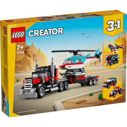 LEGO® Creator 3-in-1 Flatbed Truck with Helicopter - Đồ chơi lắp ráp Xe Tải Phẳng và Trực Thăng - LEGO 31146 - Hình ảnh sản phẩm