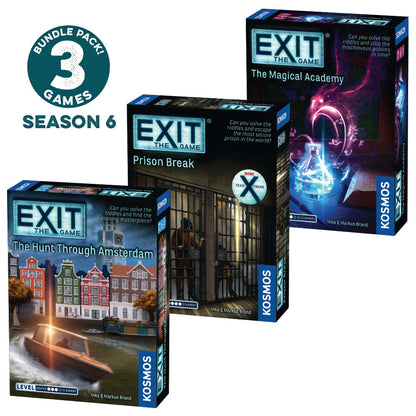 EXIT: Season 6 Three-Pack: The Hunt Through Amsterdam, Prison Break, The Magical Academy - Bộ 3 Trò Chơi Thoát Hiểm Escape Room - Thames & Kosmos - Hình ảnh sản phẩm