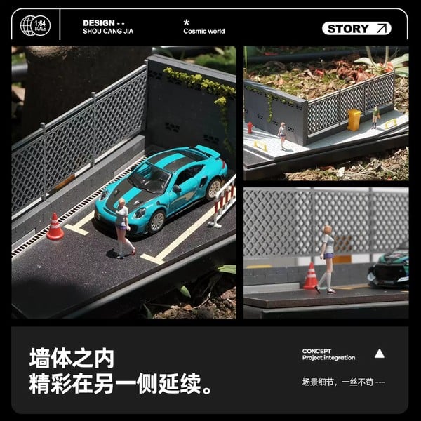 Diorama 1:64 Kèm Hộp Trưng Bày - Góc Đậu Xe 82004