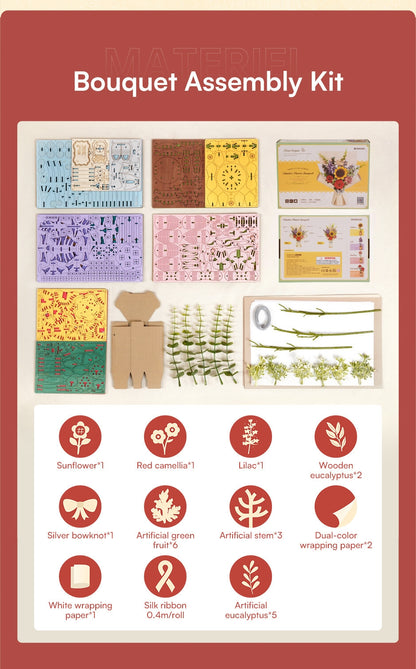 Rowood Wooden Flower Bouquet Set - Bộ lắp ráp bó hoa gỗ 3D - Rolife TW01H