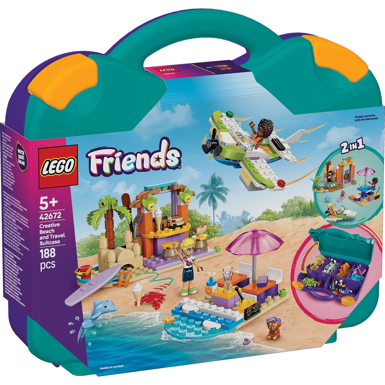 LEGO® Friends™ Creative Beach and Travel Suitcase - Vali Du Lịch Và Bãi Biển Sáng Tạo - Lego 42672 - Hình ảnh sản phẩm