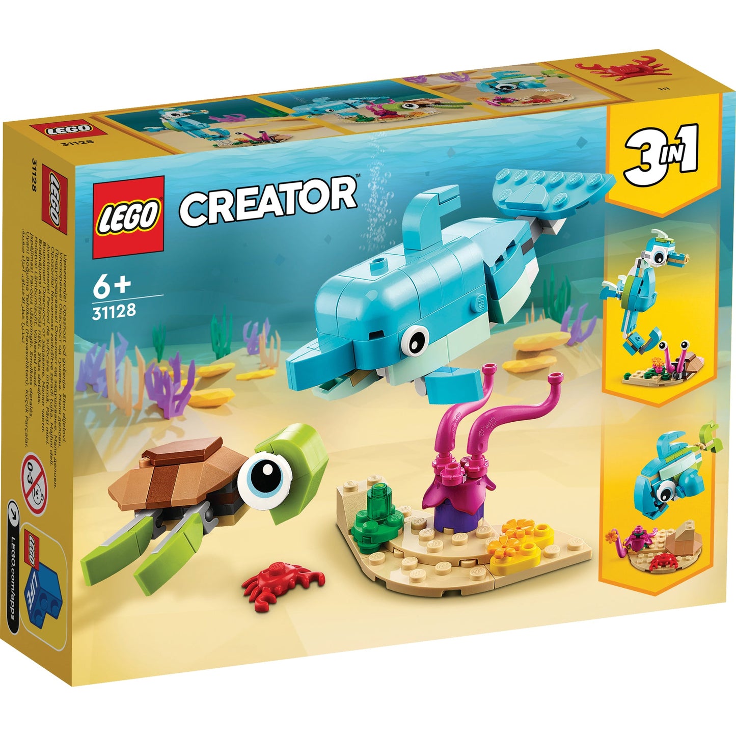 LEGO® Creator 3-in-1 Dolphin and Turtle - Bộ lắp ráp sinh vật biển 3 trong 1 - LEGO 31128 - Hình ảnh sản phẩm