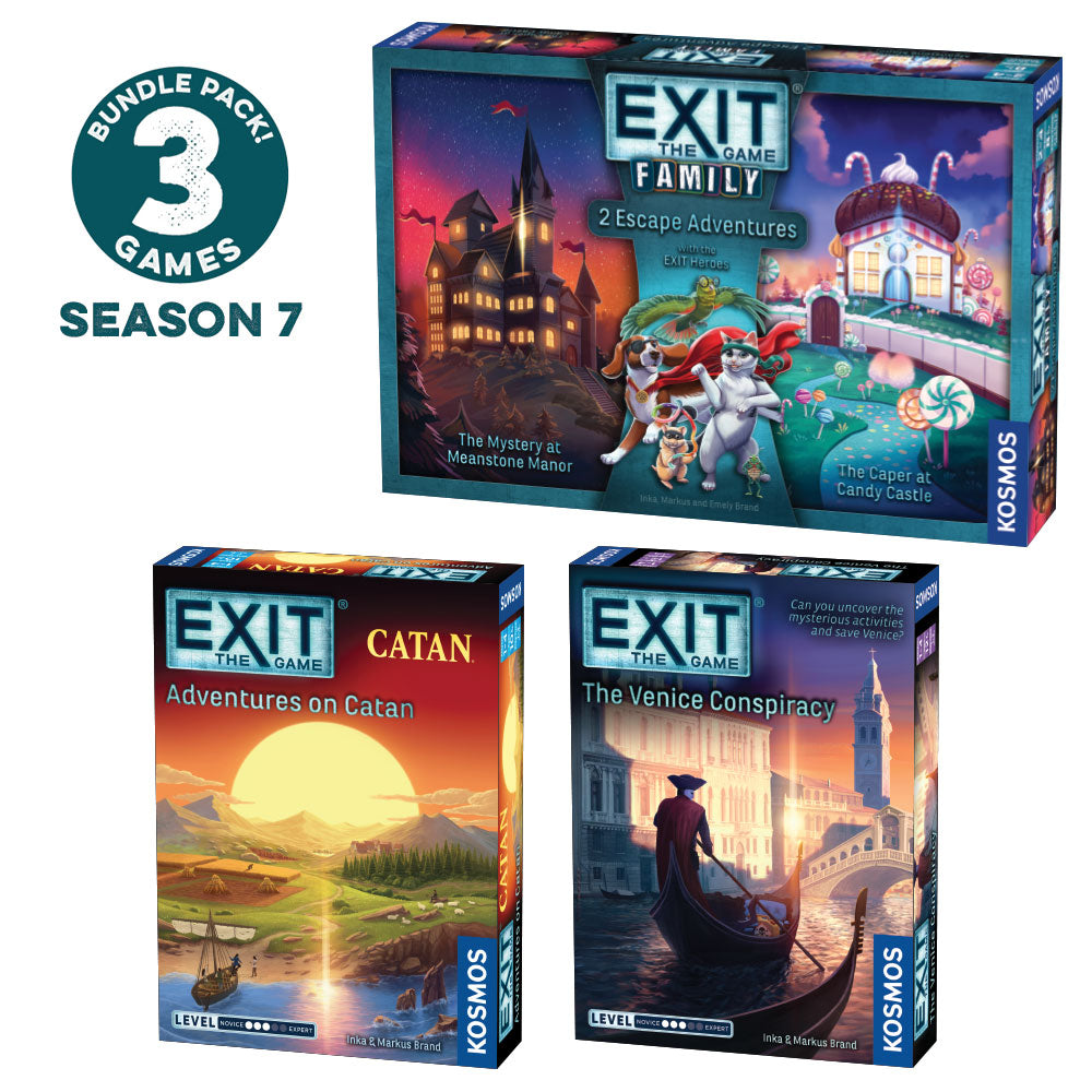 EXIT: Season 7 Three-Pack: Adventures in Catan | The Venice Conspiracy | EXIT-Family - Bộ 3 Trò Chơi Giải Đố Escape Room - Thames & Kosmos - Hình ảnh sản phẩm