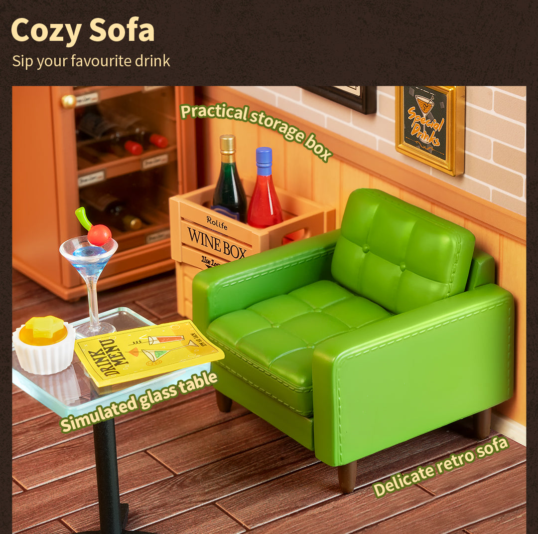 Rolife Super Creator Leisurely Cheers Bar Miniature House (DW012) - Mô hình quán bar nhựa lắp ráp - Rolife