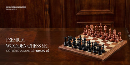 Cờ Vua Gỗ Signature - Bộ cờ vua cao cấp gỗ Walnut & Maple - Miniwood Design