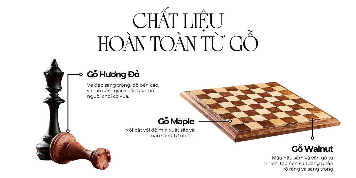 Cờ Vua Gỗ Signature - Bộ cờ vua cao cấp gỗ Walnut & Maple - Miniwood Design