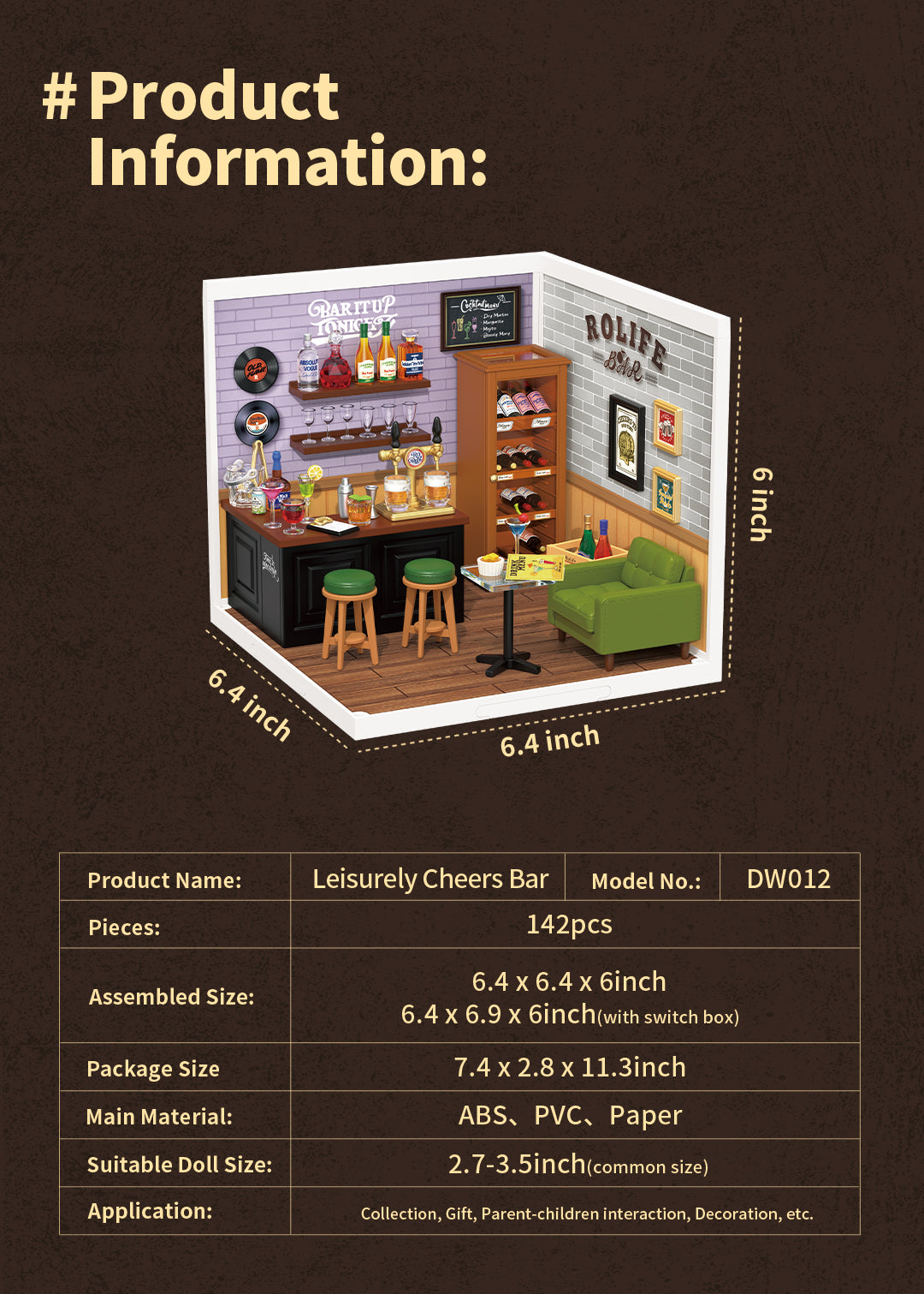 Rolife Super Creator Leisurely Cheers Bar Miniature House (DW012) - Mô hình quán bar nhựa lắp ráp - Rolife