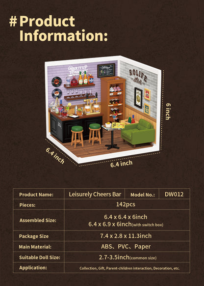 Rolife Super Creator Leisurely Cheers Bar Miniature House (DW012) - Mô hình quán bar nhựa lắp ráp - Rolife