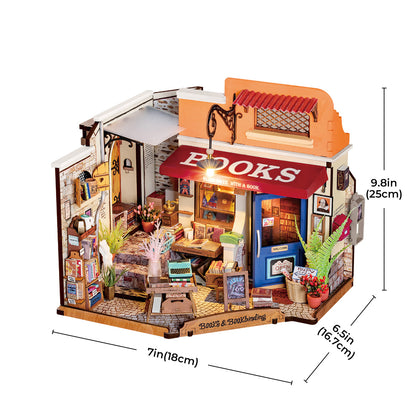 Rolife DIY Miniature House Kit - Corner Bookstore DG164 - Mô hình nhà gỗ tí hon - Rolife