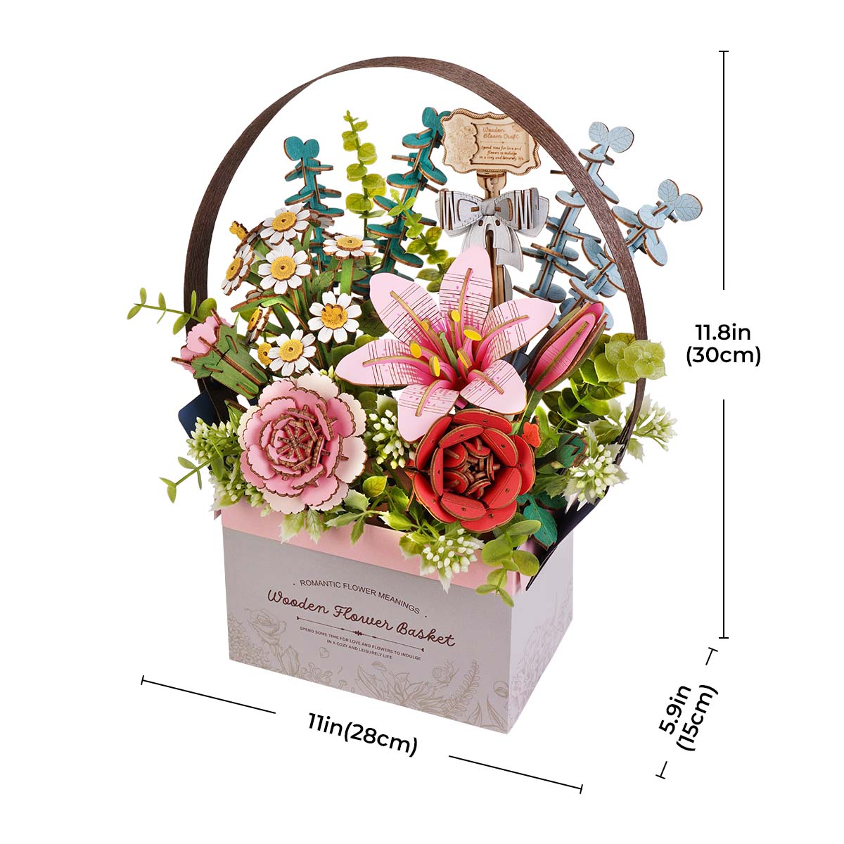 Rowood DIY 3D Puzzle - Wooden Flower Basket TW03H - Mô hình gỗ 3D tự lắp ráp - Rolife
