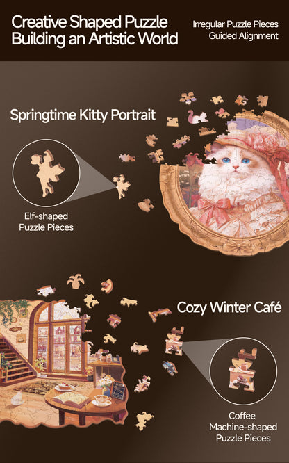 Rowood Springtime Kitty Portrait Wooden Jigsaw Puzzle - Tranh ghép gỗ 3D - Rolife