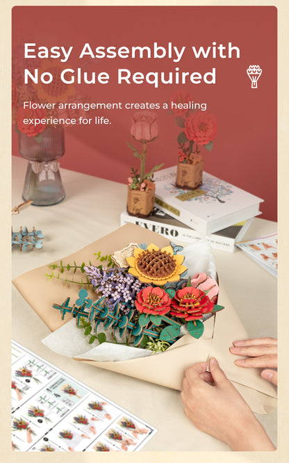 Rowood DIY Wooden Flower Red Rose TW042 - Mô hình lắp ráp hoa hồng gỗ 3D - Rolife