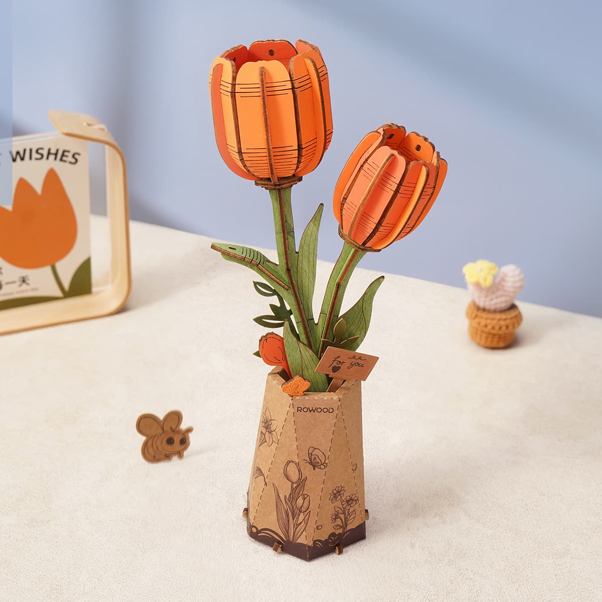 Rowood Wooden Flower Bouquet Set - Bộ lắp ráp bó hoa gỗ 3D - Rolife TW01H