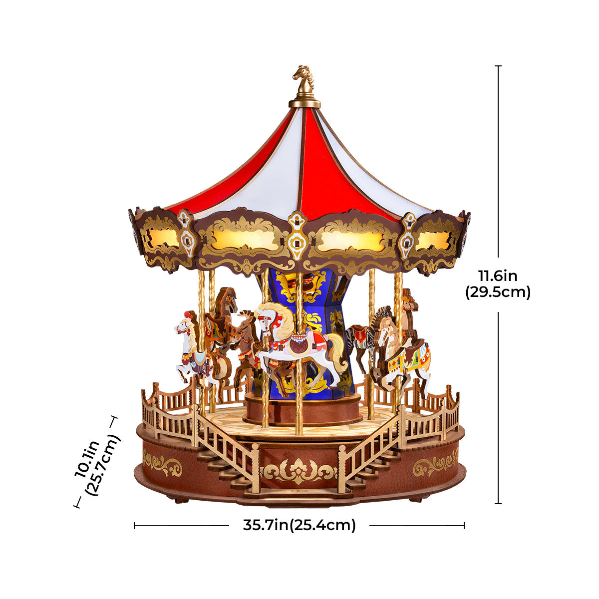 Rolife 3D Wooden Puzzle - Classic Carousel AMC01 - Mô hình lắp ráp gỗ 3D có nhạc và đèn - Rolife AMC01