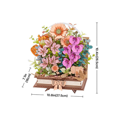 Rowood DIY 3D Flower Puzzle - Wooden Blooming Book TW04H - Mô hình lắp ráp gỗ 3D - Rolife