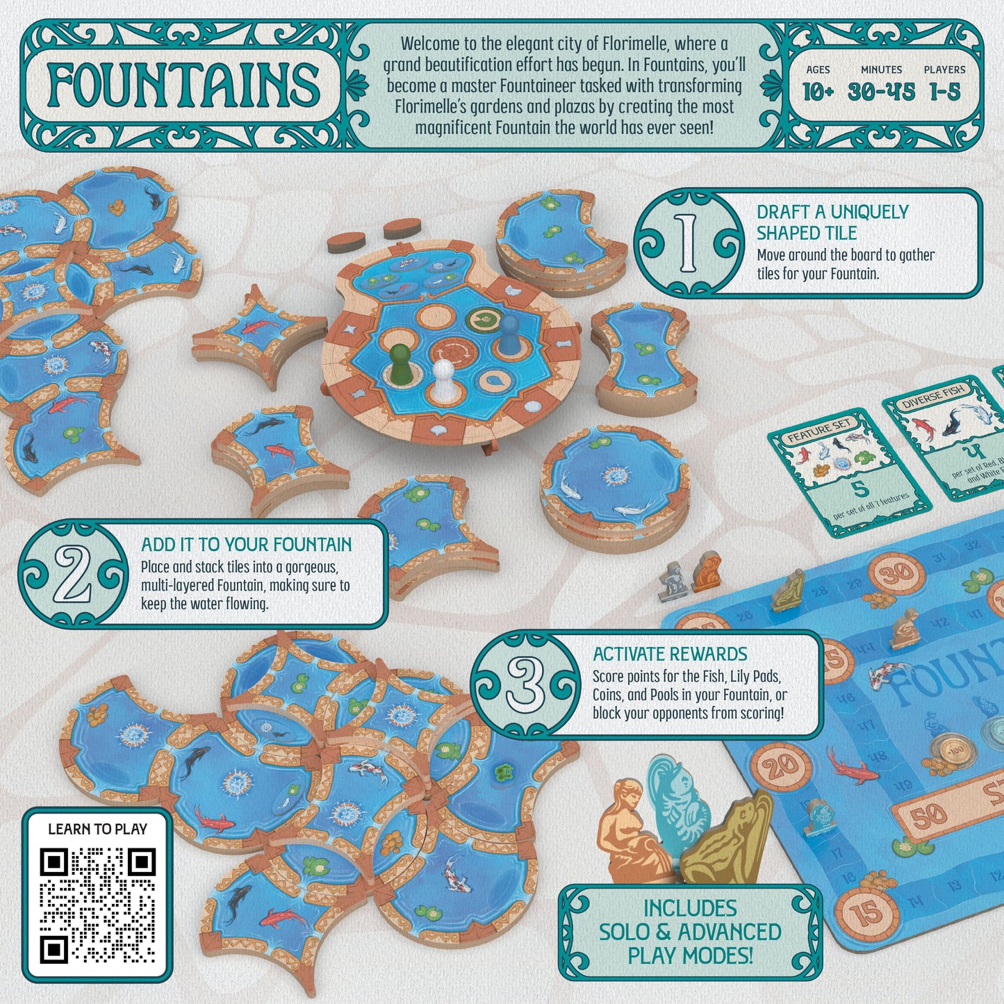 Fountains - Board Game Chiến thuật Đặt gạch Xây dựng - The Op Games