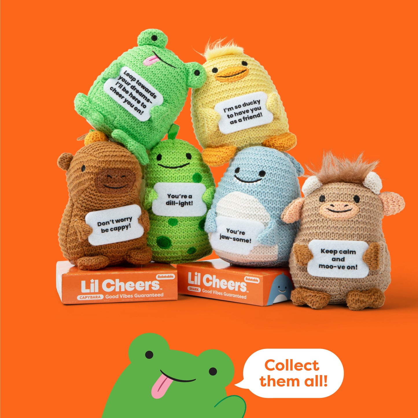 Lil Cheers Frog – Gấu Bông Móc Len Mini Kèm Thẻ Khẳng Định – Relatable