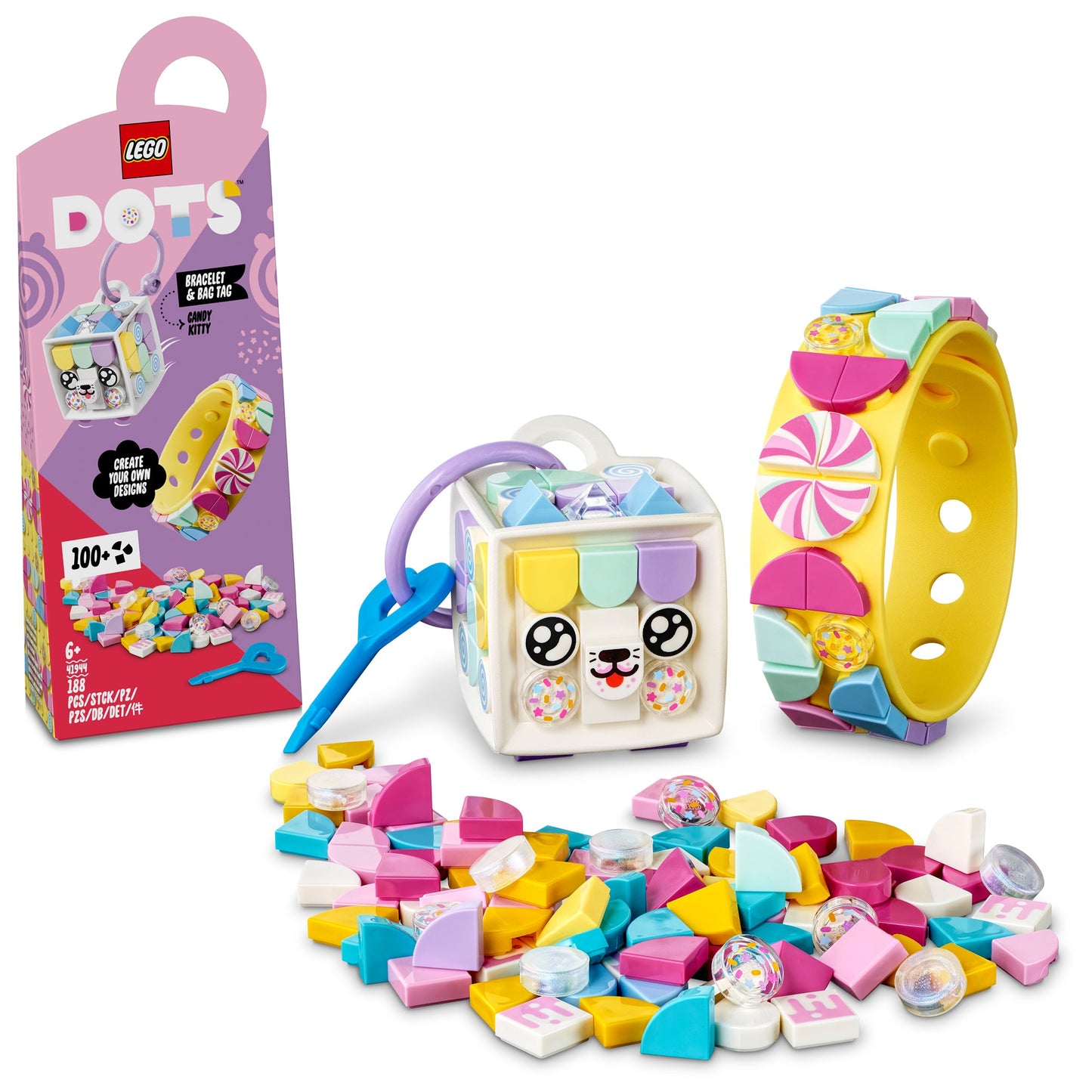 LEGO® DOTS™ Candy Kitty Bracelet & Bag Tag - Bộ Lắp Ráp Vòng Đeo Tay Và Thẻ Treo Túi - LEGO 41944