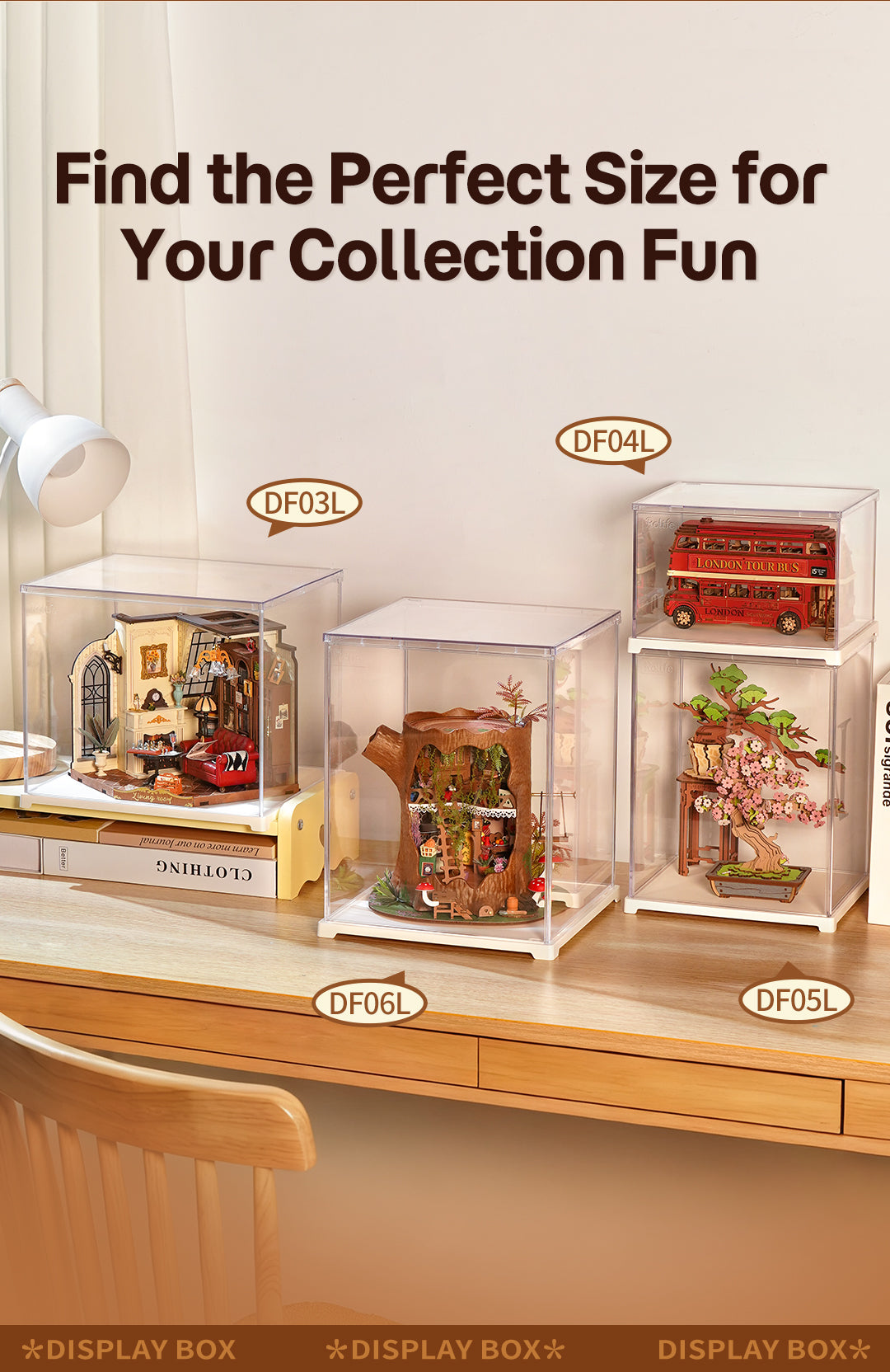 Rolife Clear Display Case Portrait Size M DF05L - Hộp trưng bày trong suốt cho Book Nook - Rolife