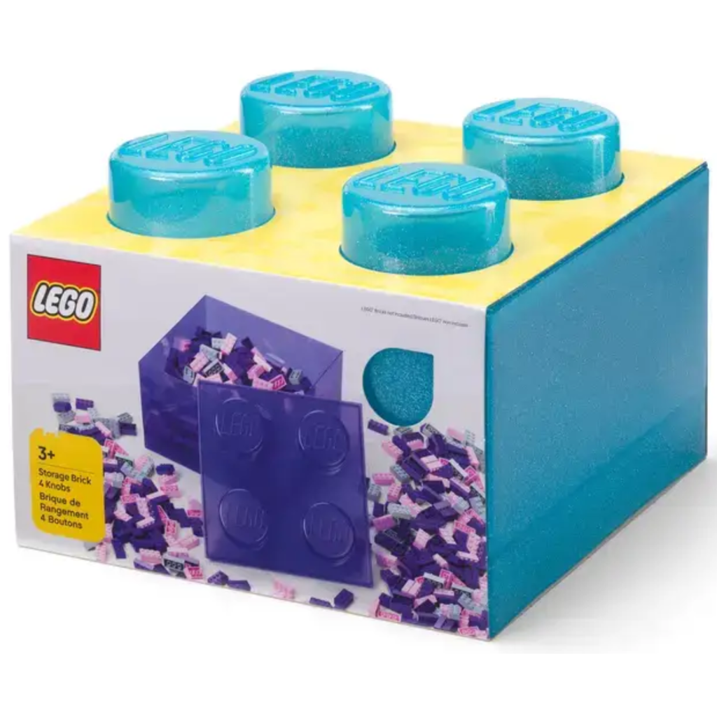 Lego Storage Brick 4 Top Lid - Glitter Light Blue Hộp Lưu Trữ Đồ Chơi LEGO 4 Nút - Hình ảnh sản phẩm